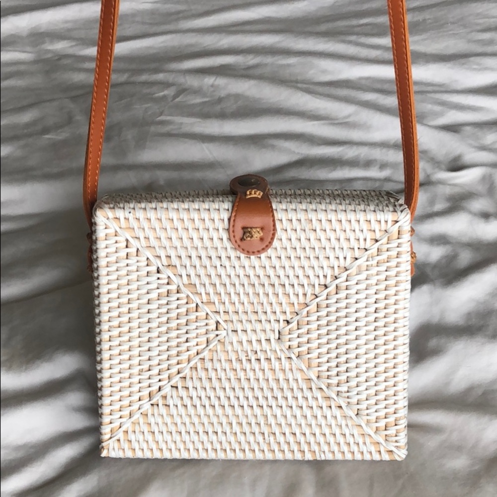 Woven square rattan bag